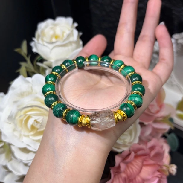 【晶澜月】O013天然孔雀石 原创孔雀石手串 多样性发其一