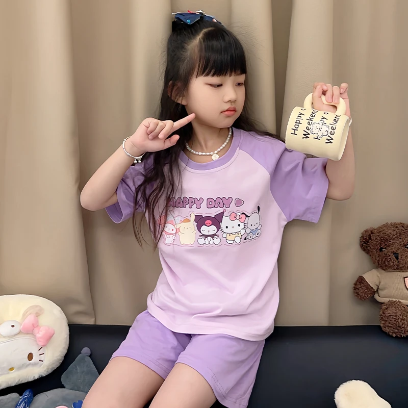 儿童睡衣夏季纯棉可爱卡通套装2025新款可外穿夏天中大女童家居服
