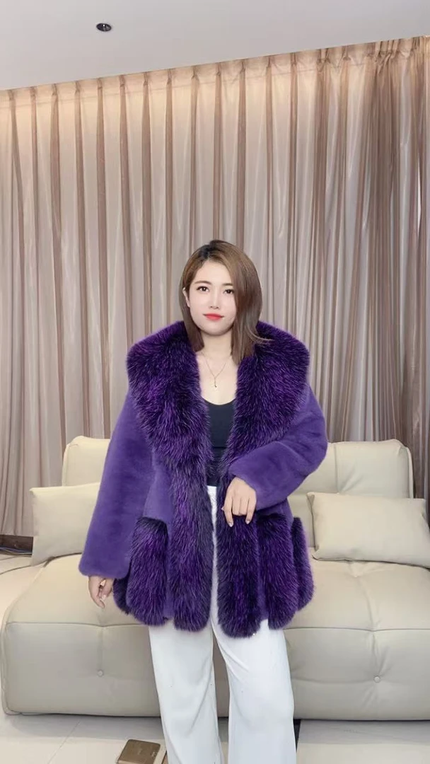 24851冬季新款拼接毛毛保暖女士外套0175