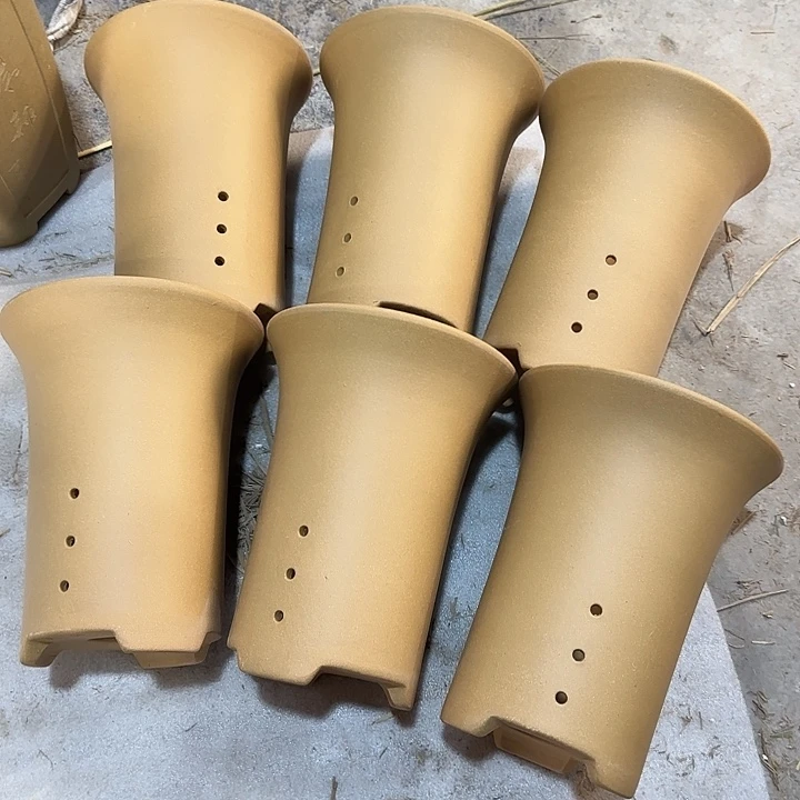 15×19六只黄段泥手工盆
