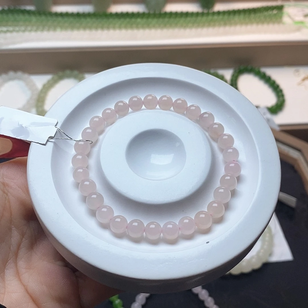 和田玉手链未镶嵌藕粉卡六