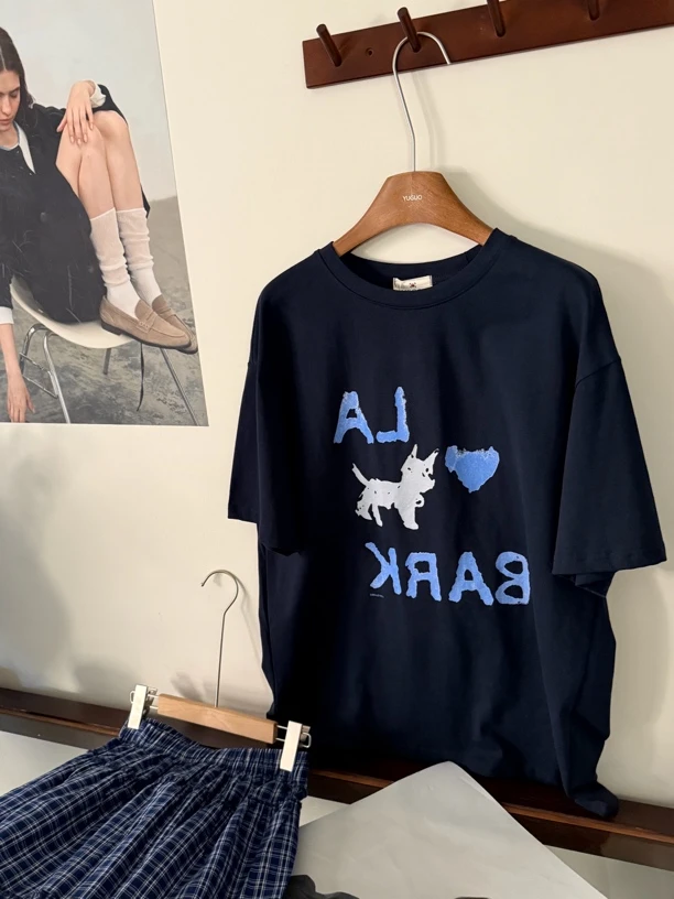 (潦草小狗）春夏iu李知恩同款卡通小狗短袖