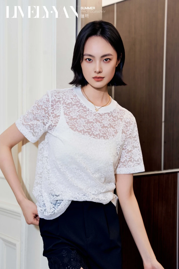 俪妍【LIVELY·YAN】25夏款 蕾丝短袖T恤