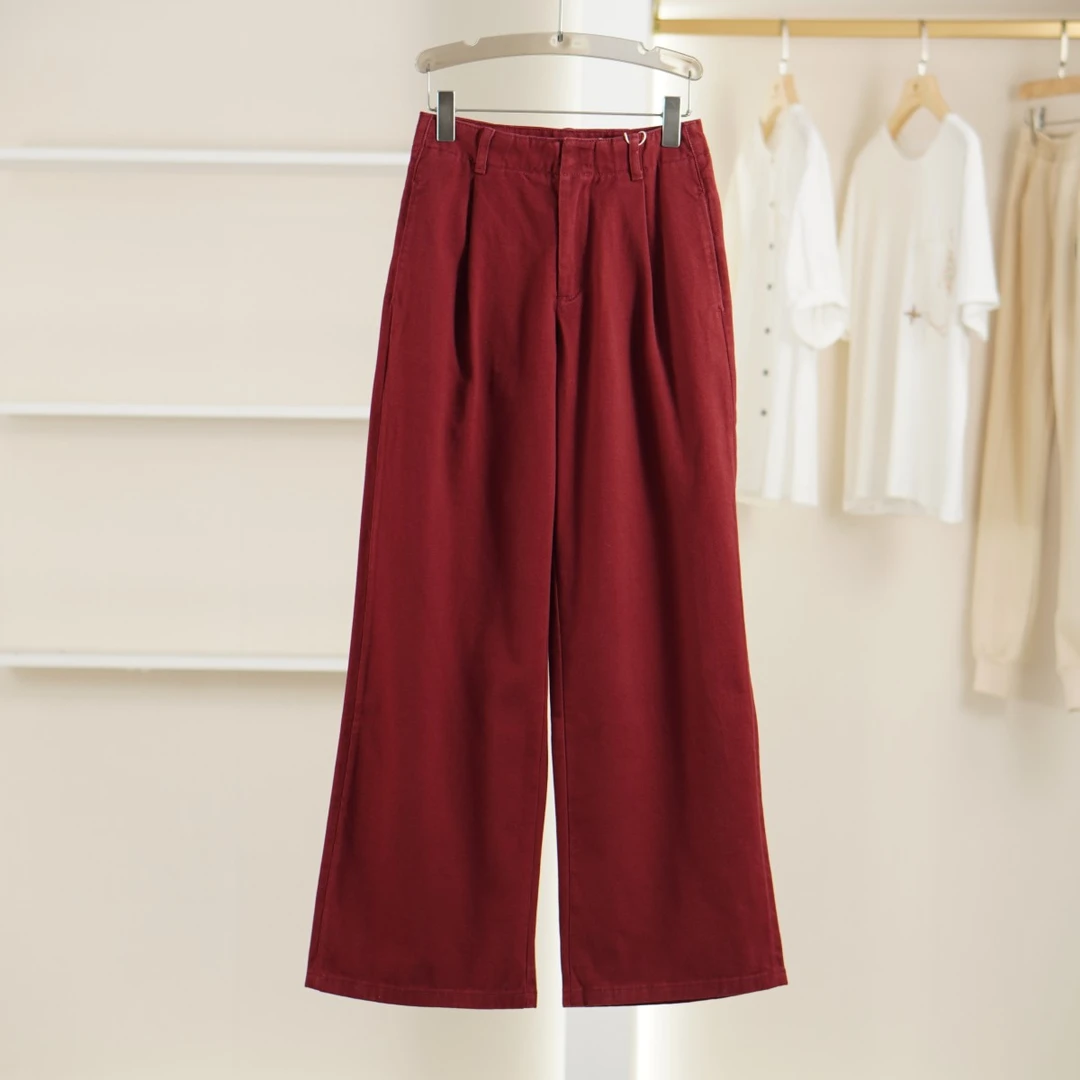 麦迪尚品【古木】5042744春100%棉舒适休闲气质通勤软牛仔阔腿裤