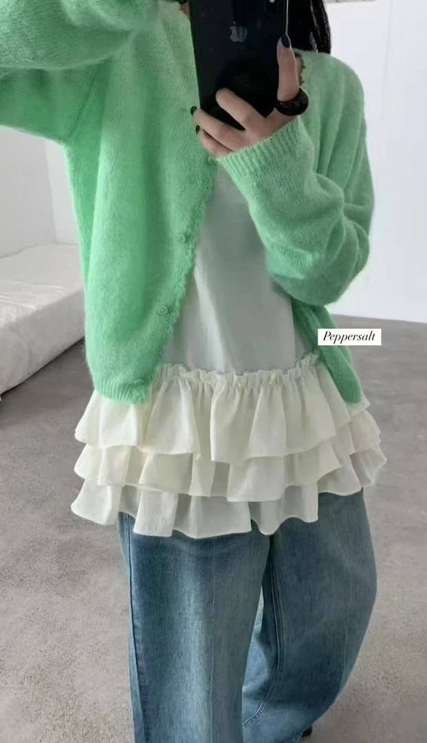 东大门韩国代购pe*绿开衫（NO退换）