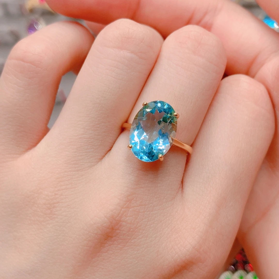 托帕石戒指银S925镶嵌