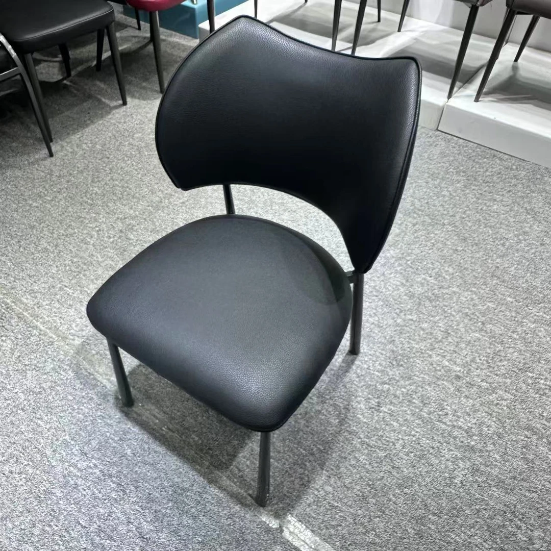 意式极简高端客厅餐椅餐厅椅家用现代简约椅子真皮软包靠背加厚
