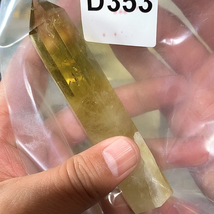 黄晶天然水晶柱子D353未镶嵌心****镜