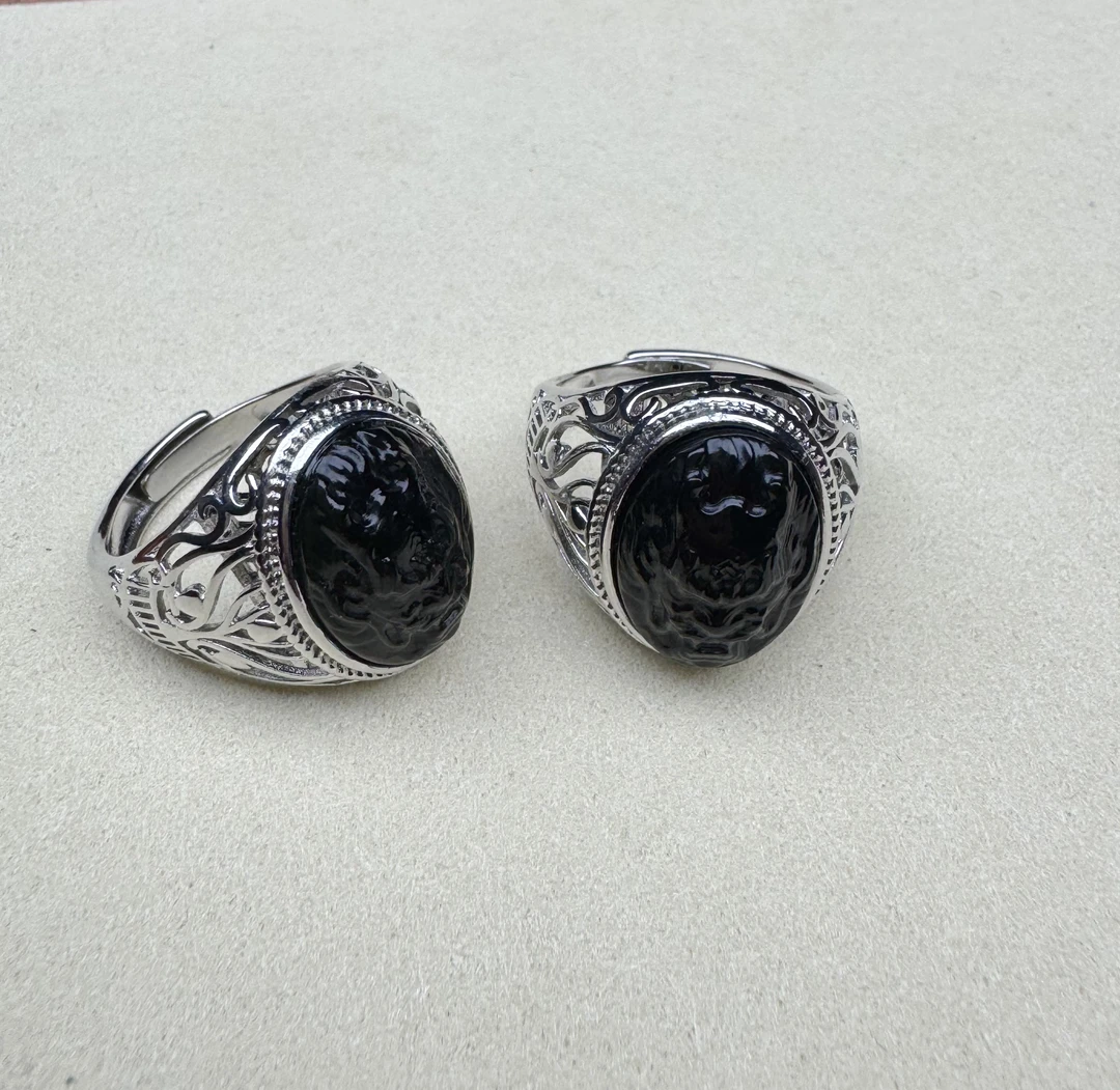 XY23天然和田玉男款戒指 尺寸13*17mm 多样性发其一