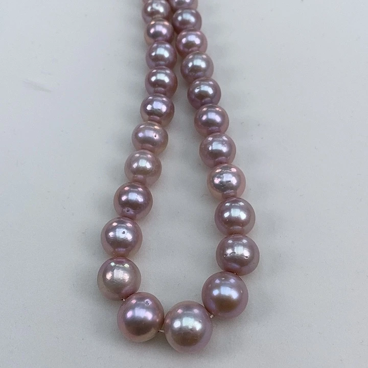 淡水珍珠颈饰银S925镶嵌9-13炫彩紫珠