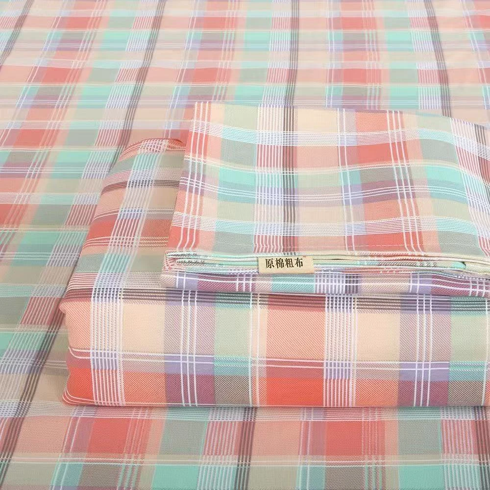 断码【多彩格】加厚细沙老粗布2.3*2.4米双人床单 吸汗透气软凉席