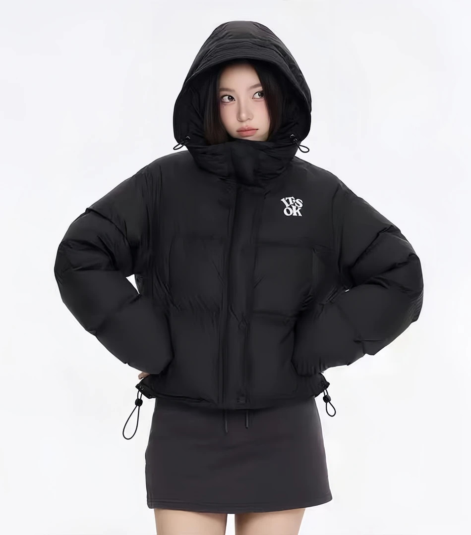 韩系小个子连帽短款棉服女2025年冬季轻盈恒温保暖面包服棉衣外套