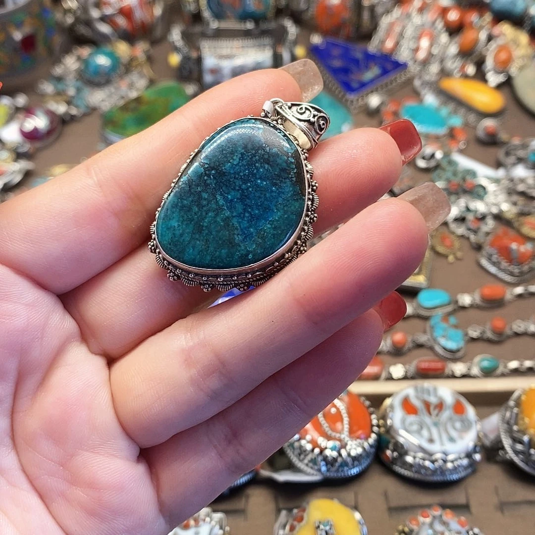 银S925镶嵌绿松石颈饰