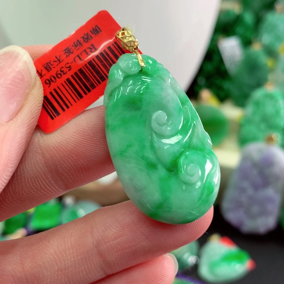 翡翠18K金镶嵌吊坠(不含链)