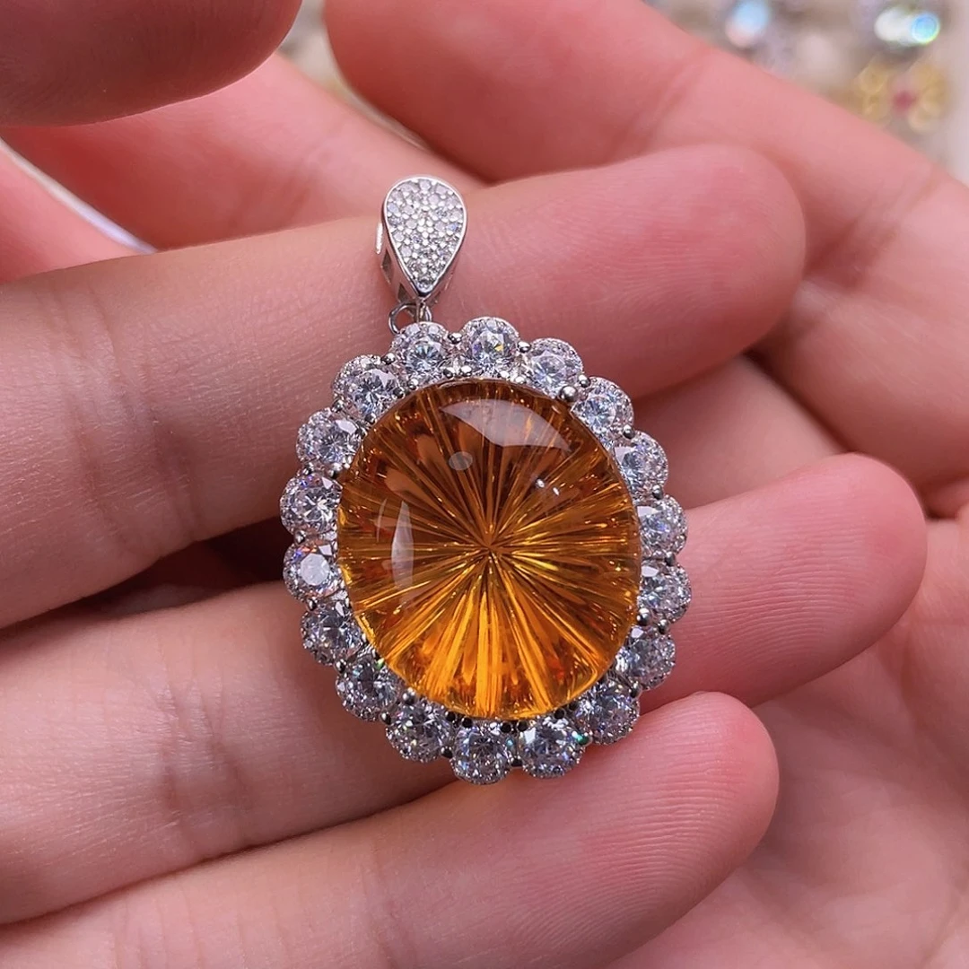 本***疯黄晶珠宝半成品未镶嵌