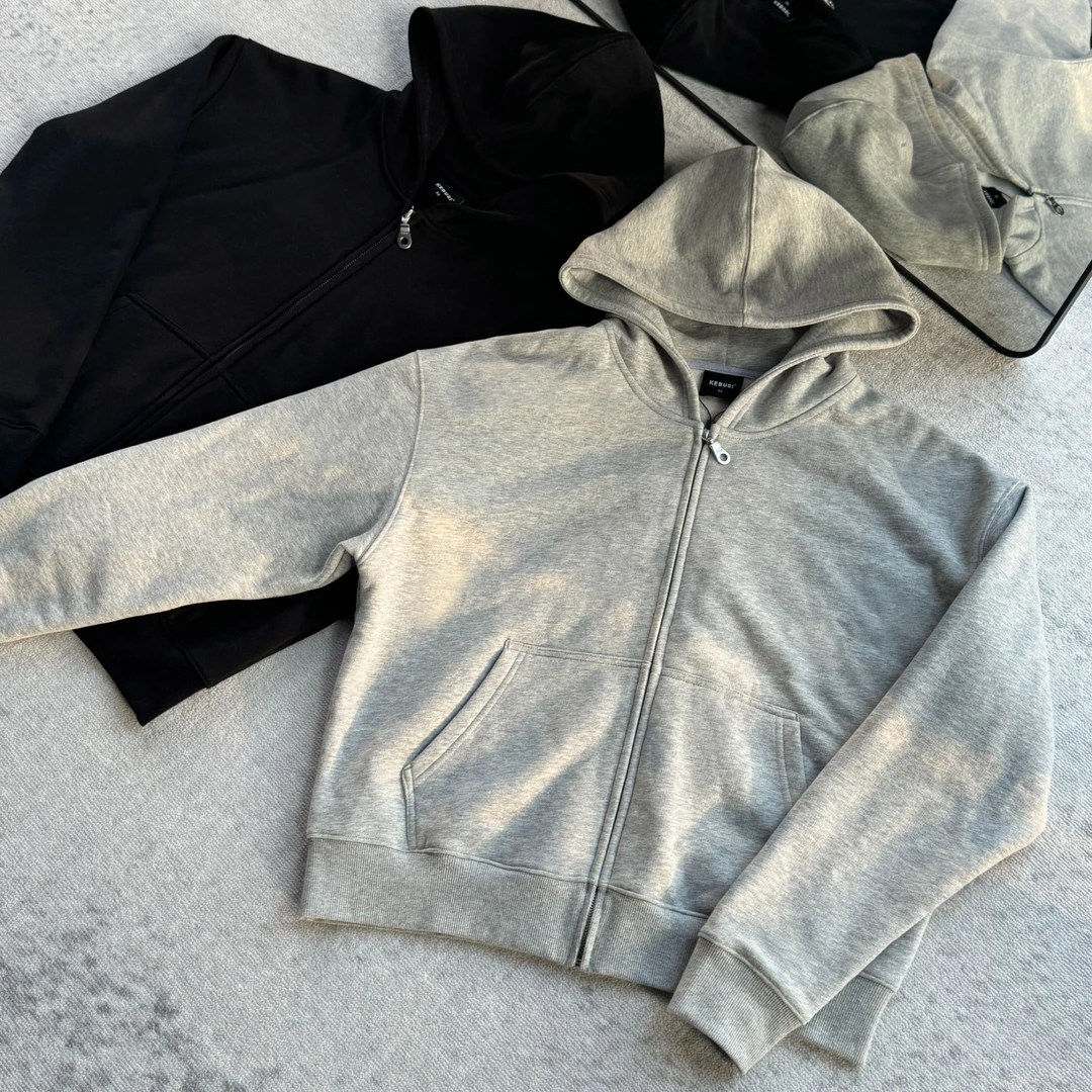 【KEBUSI】现货！必入高品质一体绒开衫卫衣2.0短宽bpxy外套男#Y015