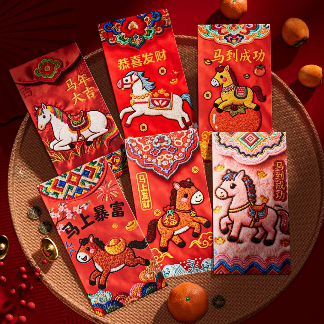 过年红包马年2026压岁钱利是封立体刺绣风春节创意个性封面通用