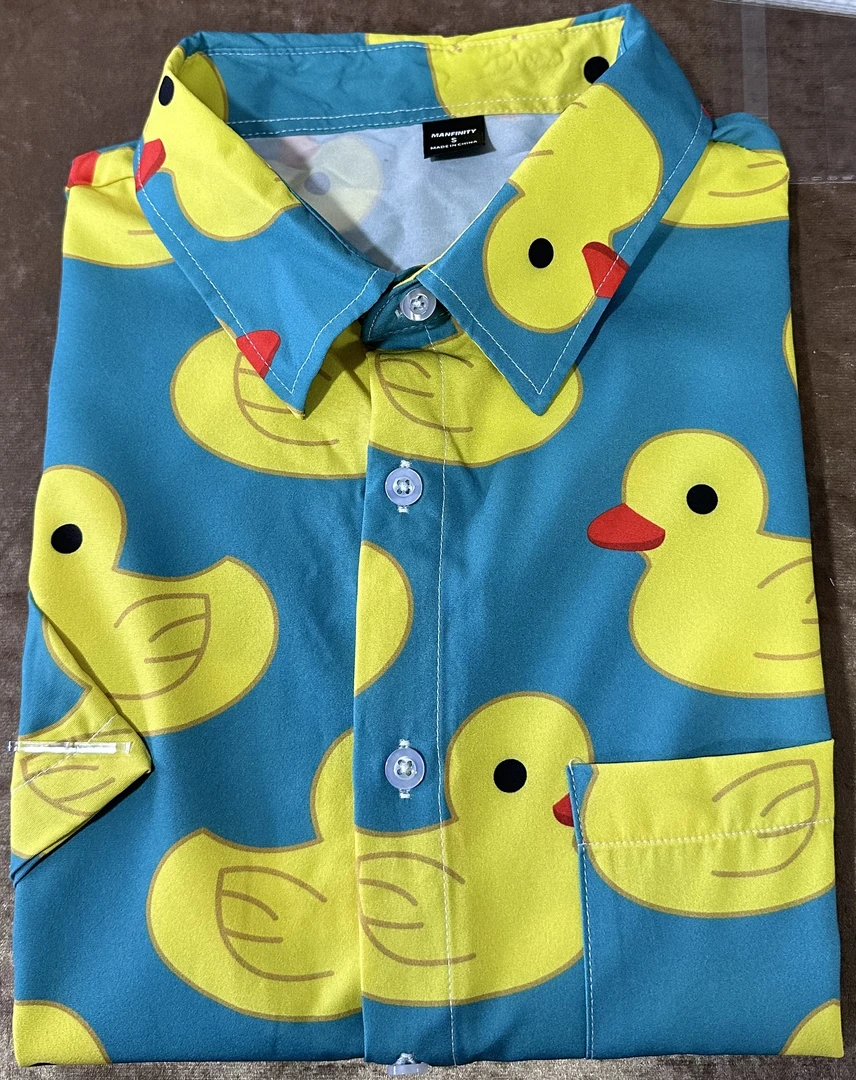 【男女同款】新品小黄鸭居家休闲户外时尚短袖衬衫