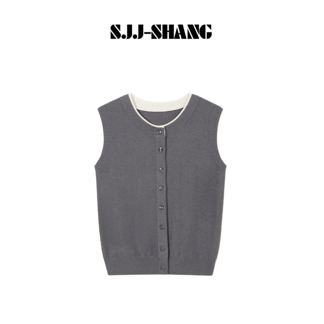 SJJ-SHANG【撞色马甲】25ss新品棉羊毛+桑蚕丝舒适气质上衣q134697p