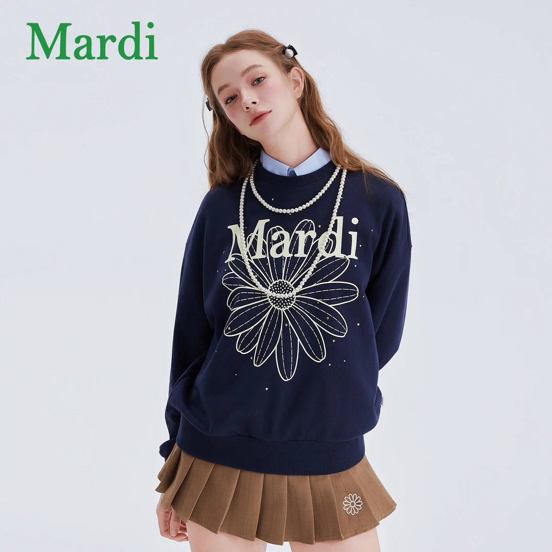 03)Mardi小雏菊卫衣印花圆领秋季休闲百搭宽松套头卫衣MWY2532207