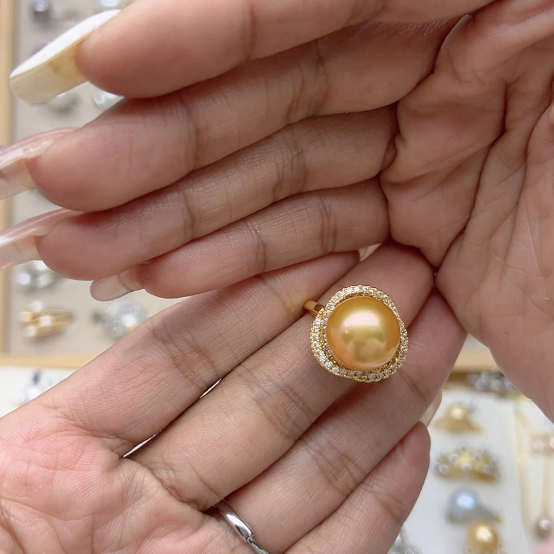 给***子戒指合金淡水珍珠