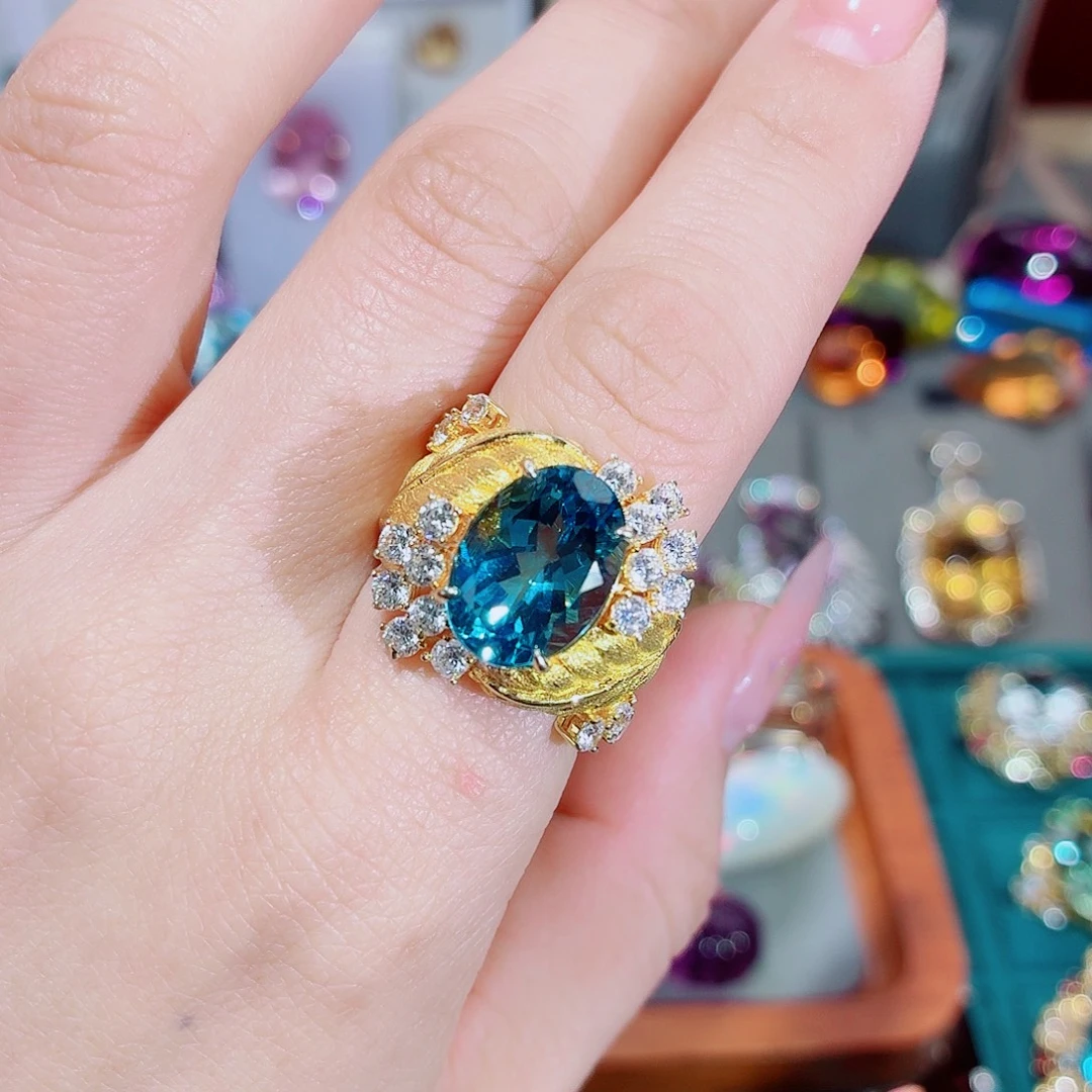 戒指银S925镶嵌托帕石戒指