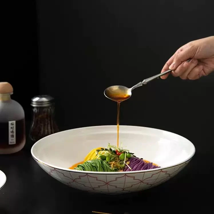 红格子金边网红汤盘酒店会所意境菜冷菜凉菜盘点心特色摆盘餐具