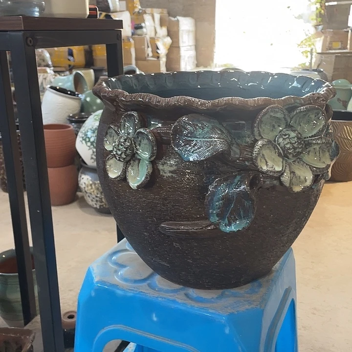 紫砂花盆正品无孔口32高30
