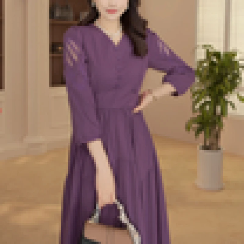 A29#曼儿高档大码女装连衣裙新款秋季女装长袖刺绣显瘦遮肉气质