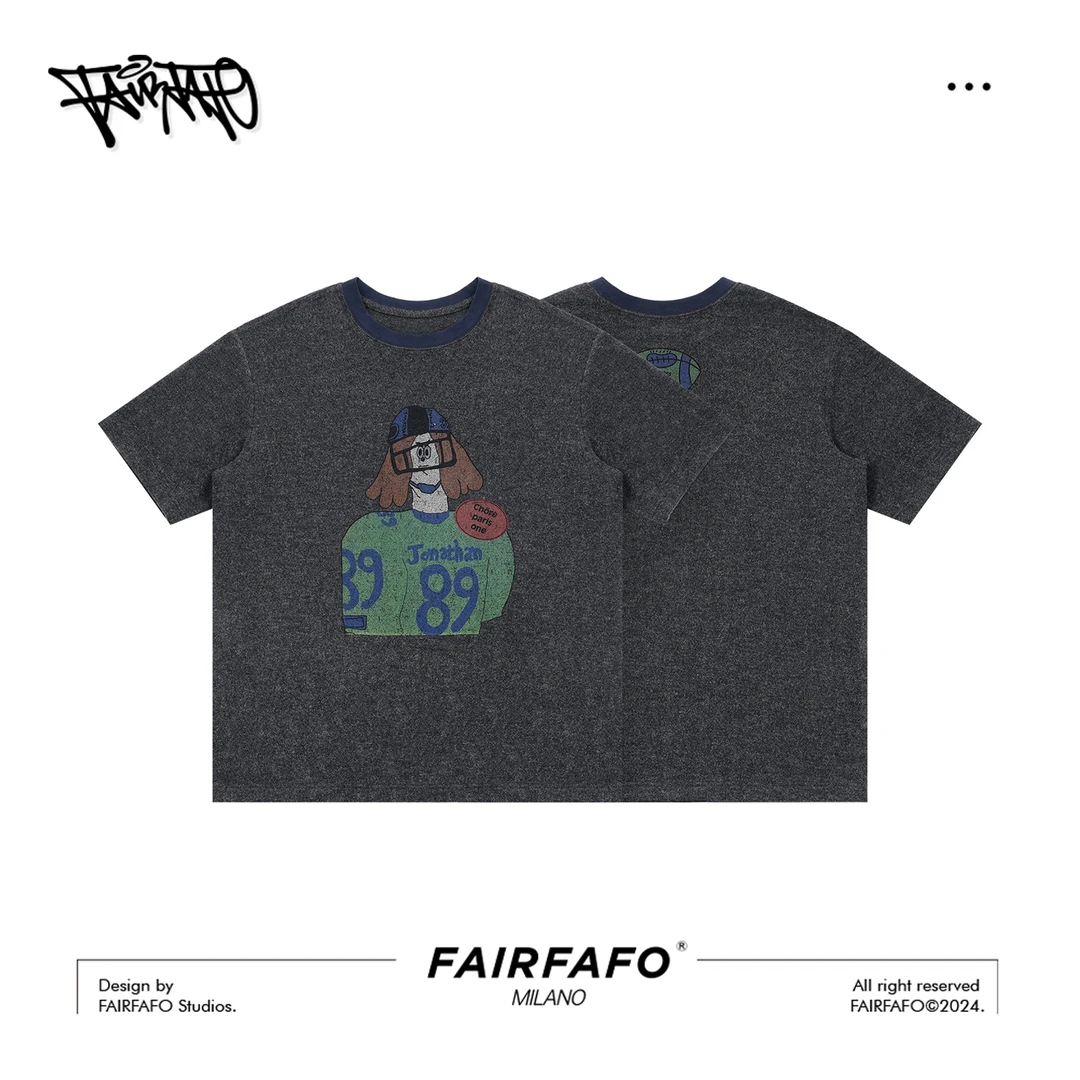 FAIRFAFO【棒球人短袖T恤】TXDL4C287夏季新款爆款印花圆领短袖
