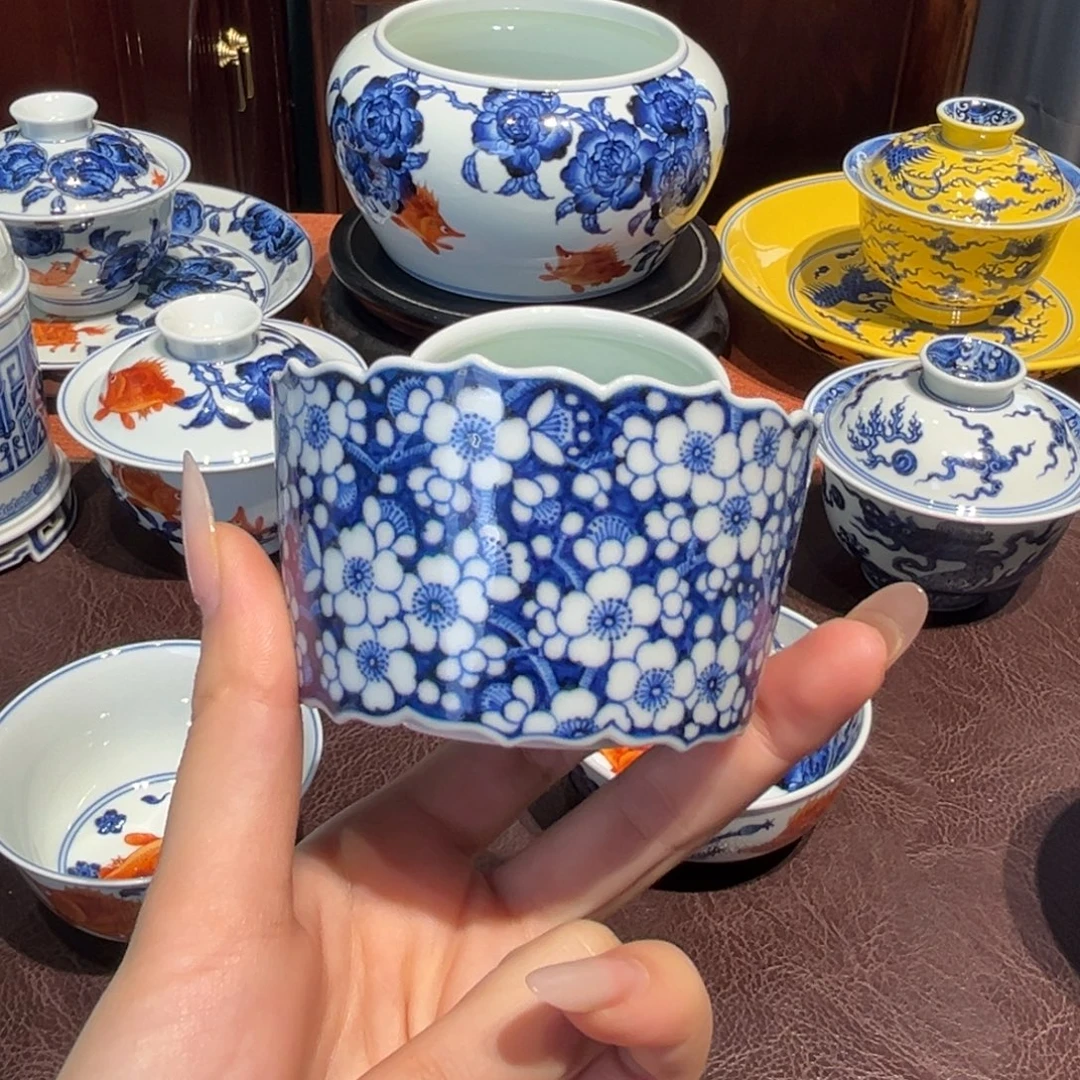 青花雯华堂雯手绘杯杯