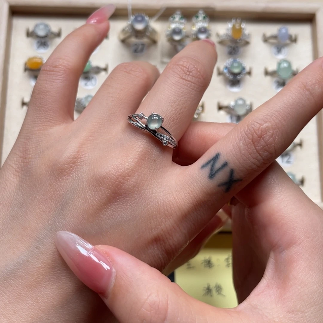 翡翠戒指银S925镶嵌11170001