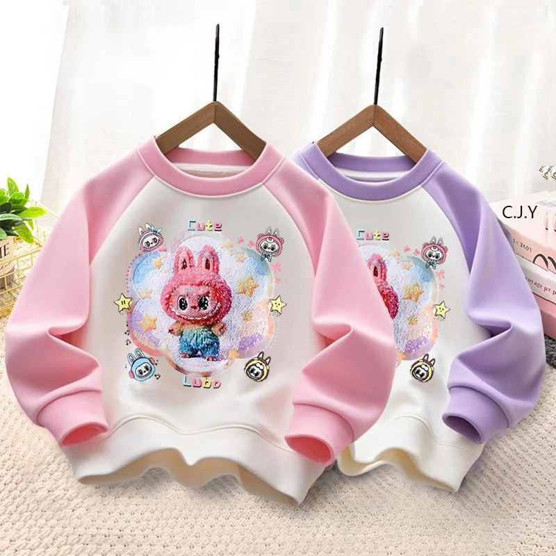 女童拉布布衣服卫衣秋季儿童新款韩版女宝宝套头卫衣卡通可爱洋气