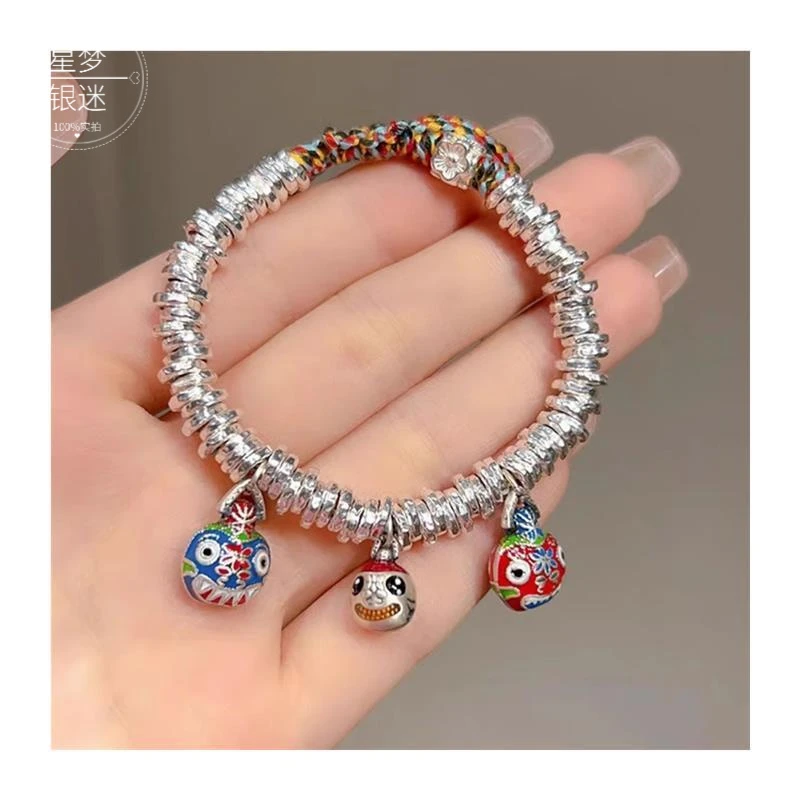 足银手链 新款吞金兽银盘缠手链绳女款百搭9999银如意蓝手串