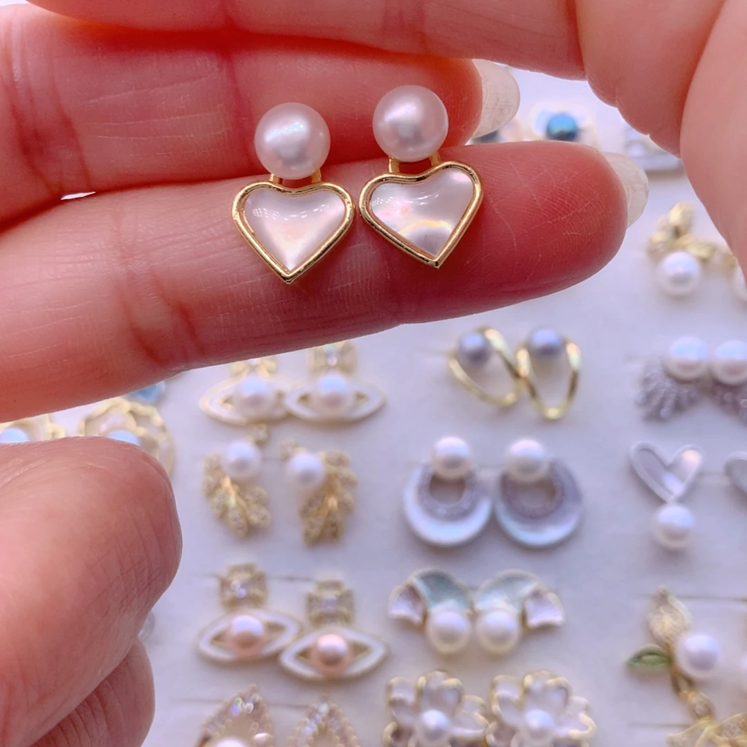 合金淡水珍珠耳饰