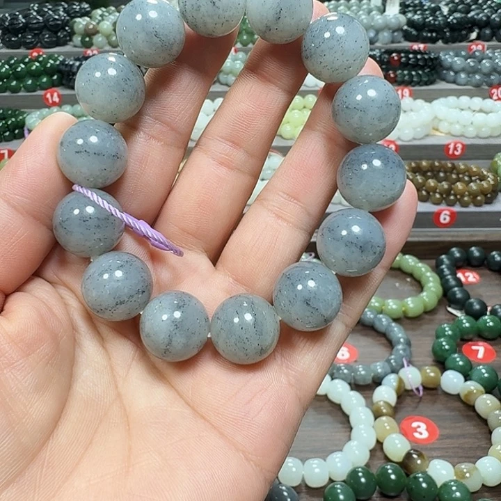 未镶嵌手链和田玉新疆青花点墨一线天卡16