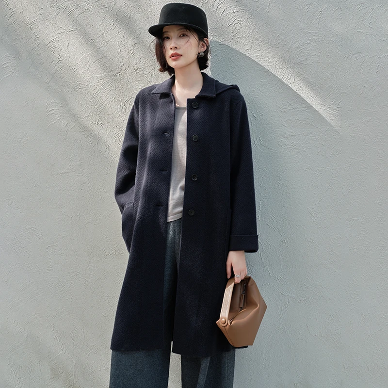 000099 针织纯山羊绒大衣 长款 提花加厚 更轻盈更保暖健康好材质