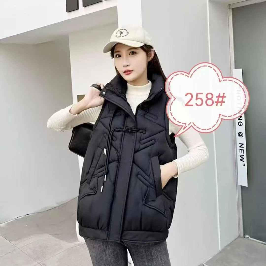 韩版冬季马甲保暖加厚洋气开衫立领常规黑色马夹秋冬外穿常规款