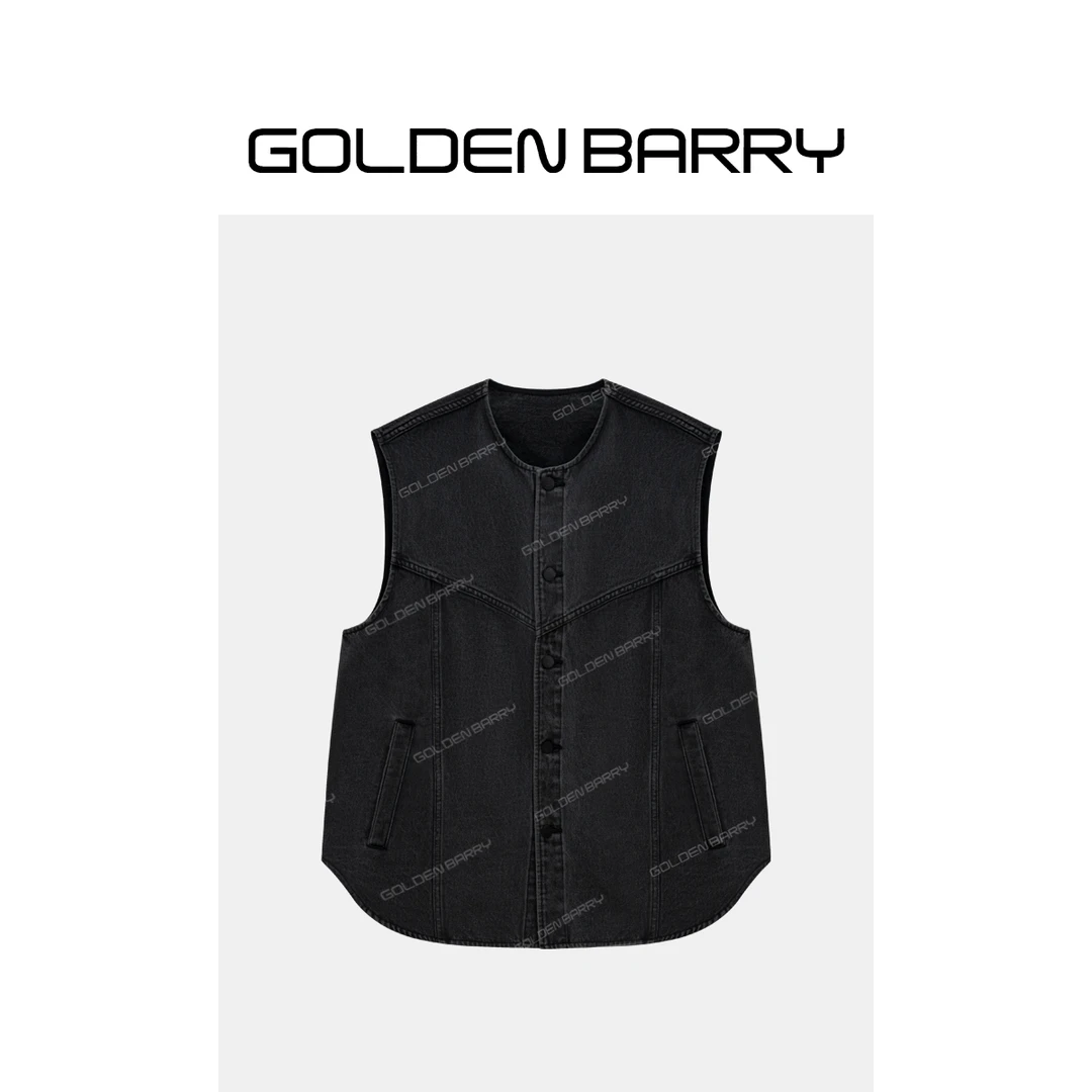 GOLDENBARRY|123162廓形复古水洗牛仔马甲