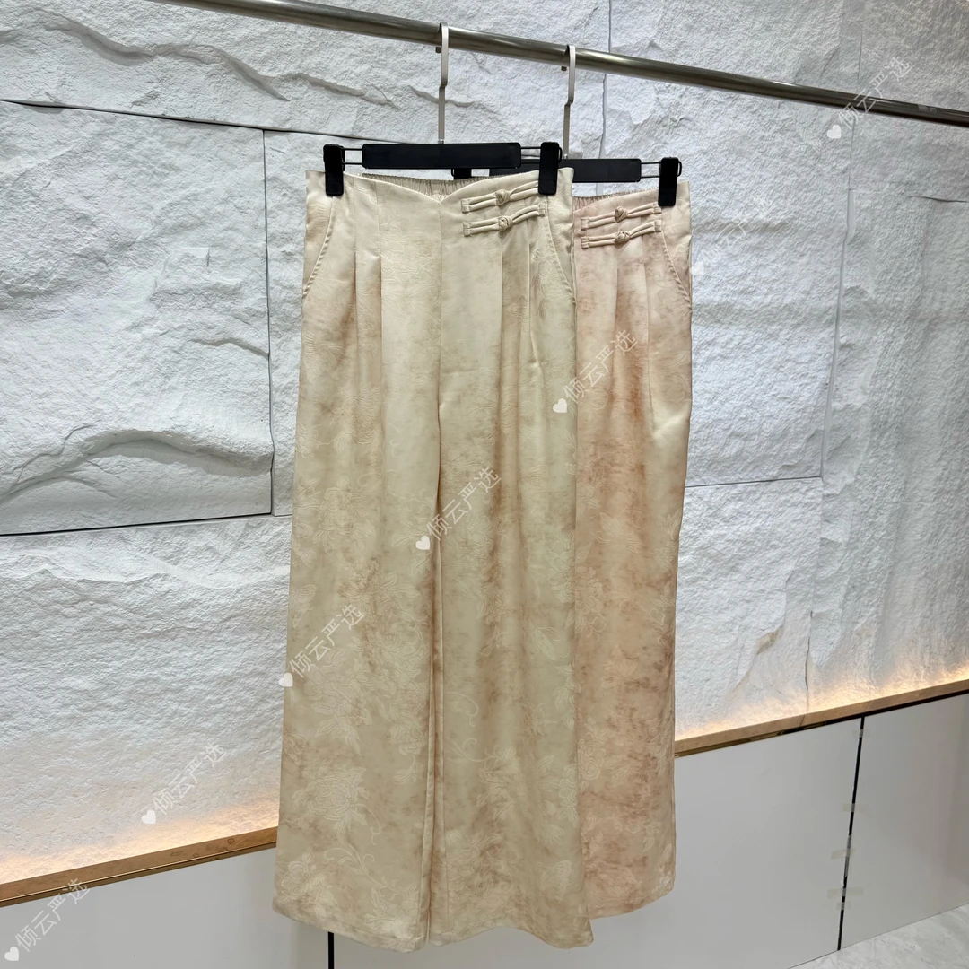 【倾云】夏季通勤时尚休闲松紧腰百搭宽松长裤 AG775