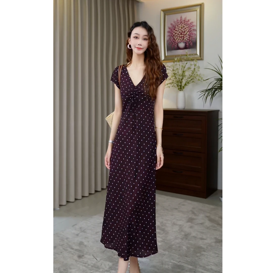 Hangsixiang.小爽【蓝咖】纯欲碎花法式度假时尚女神连衣裙1197