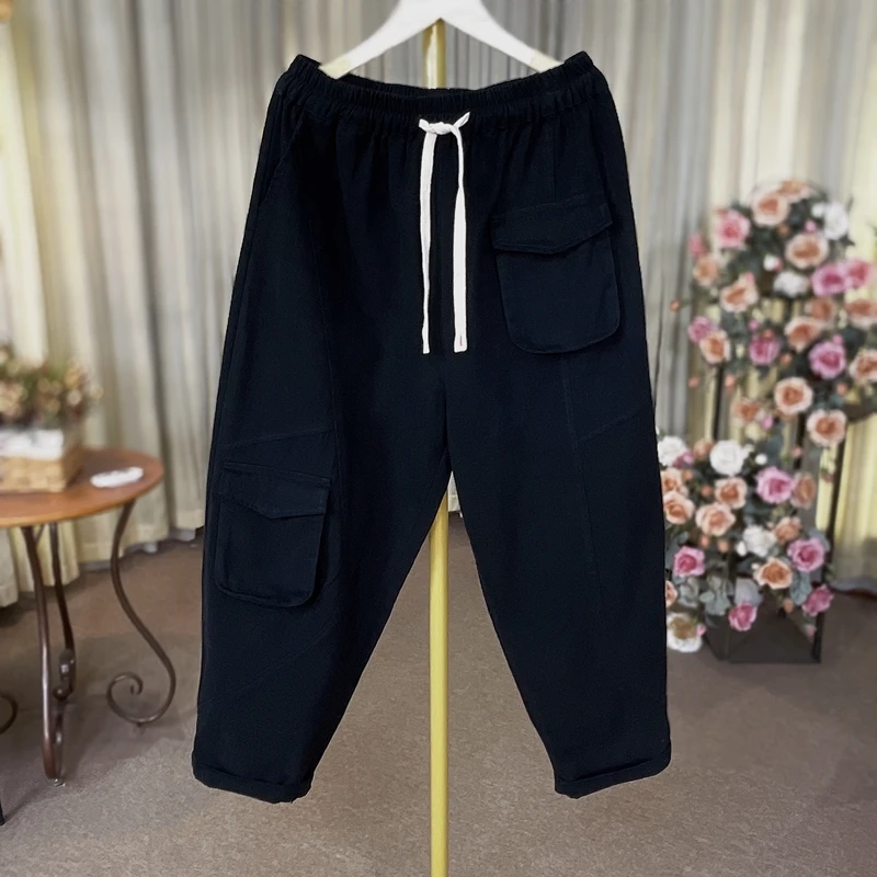 休闲牛仔裤中年妈妈装春季新款时尚百搭黑色宽松潮流简约YX103542