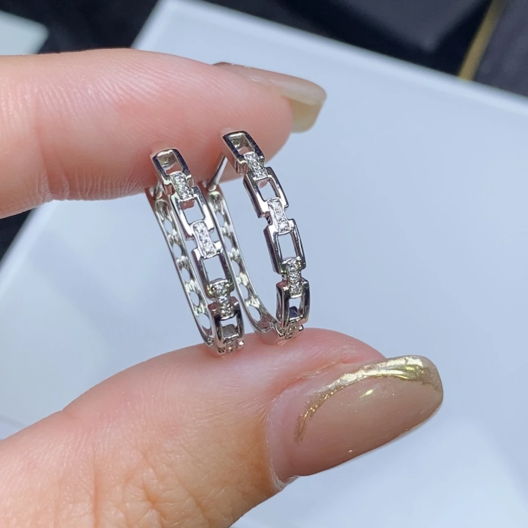 耳饰钻石18K金镶嵌链条款耳扣