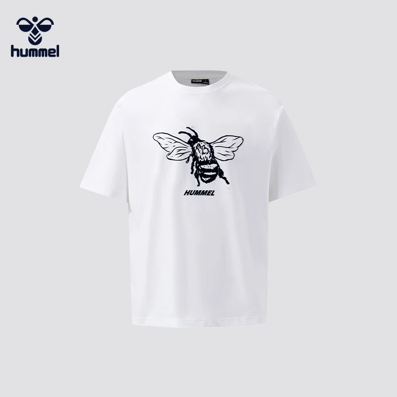 HUMMEL夏季宽松休闲时尚潮流印花圆领宽松短袖男女同款