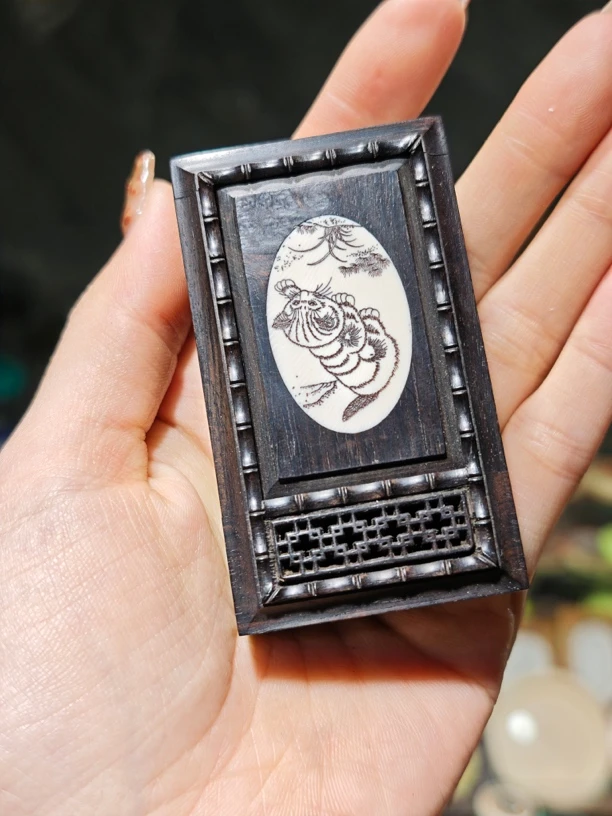 海派张圣林黑檀木掌中宝竹蛉盒6.8*4*2.8竹蛉黄蛉等都可鸣虫虫具