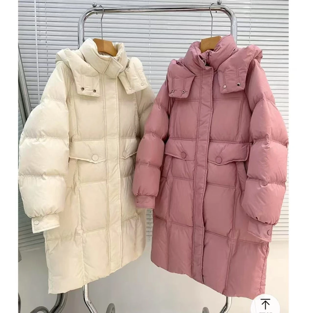 M扣款保暖长款羽绒服外套