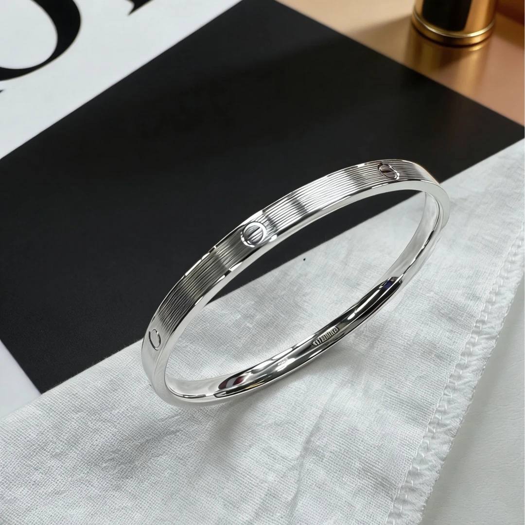 足银手镯 【5mm拉丝一字固口手镯】足银999时尚个性轻奢经典百搭