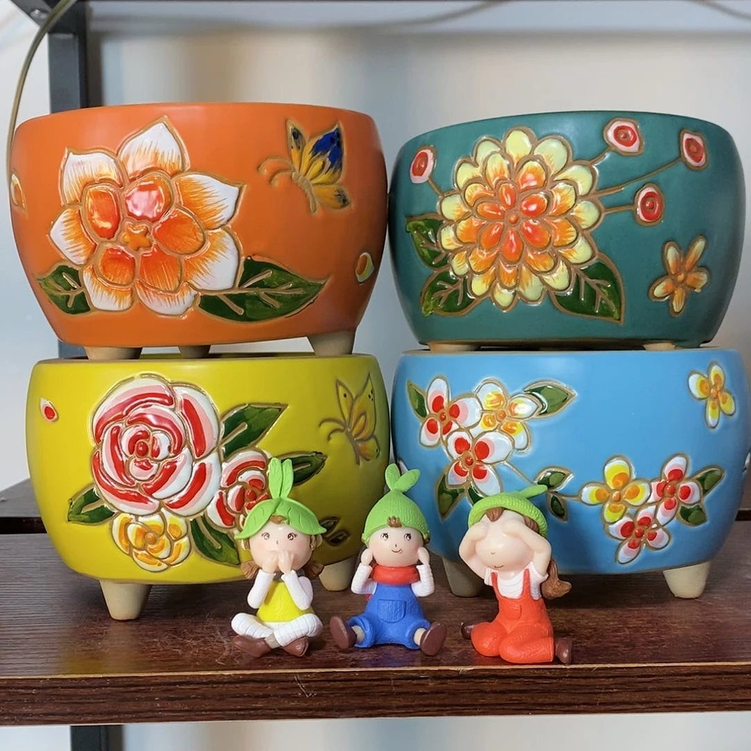 红陶韩式多肉植物花盆