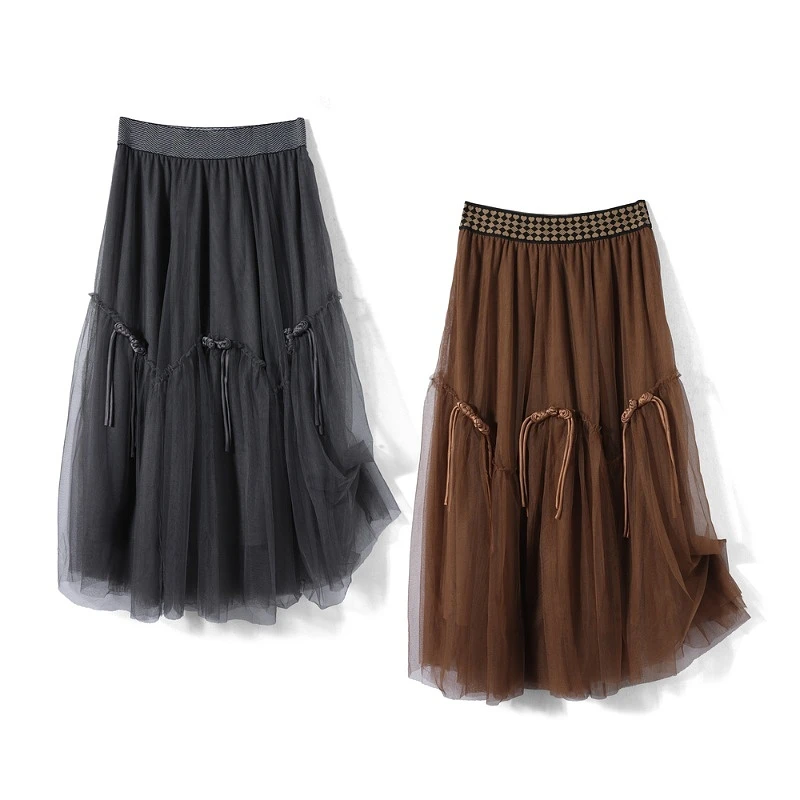 32008【序系列】纯色网纱百搭半身裙2311A2301