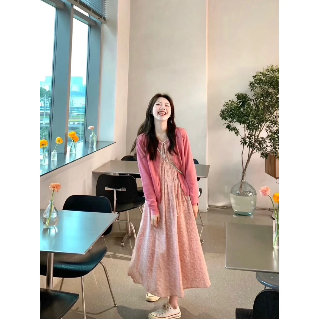 实价现货盐系轻熟风碎花连衣裙女春季温柔法式茶里茶气穿搭一整套